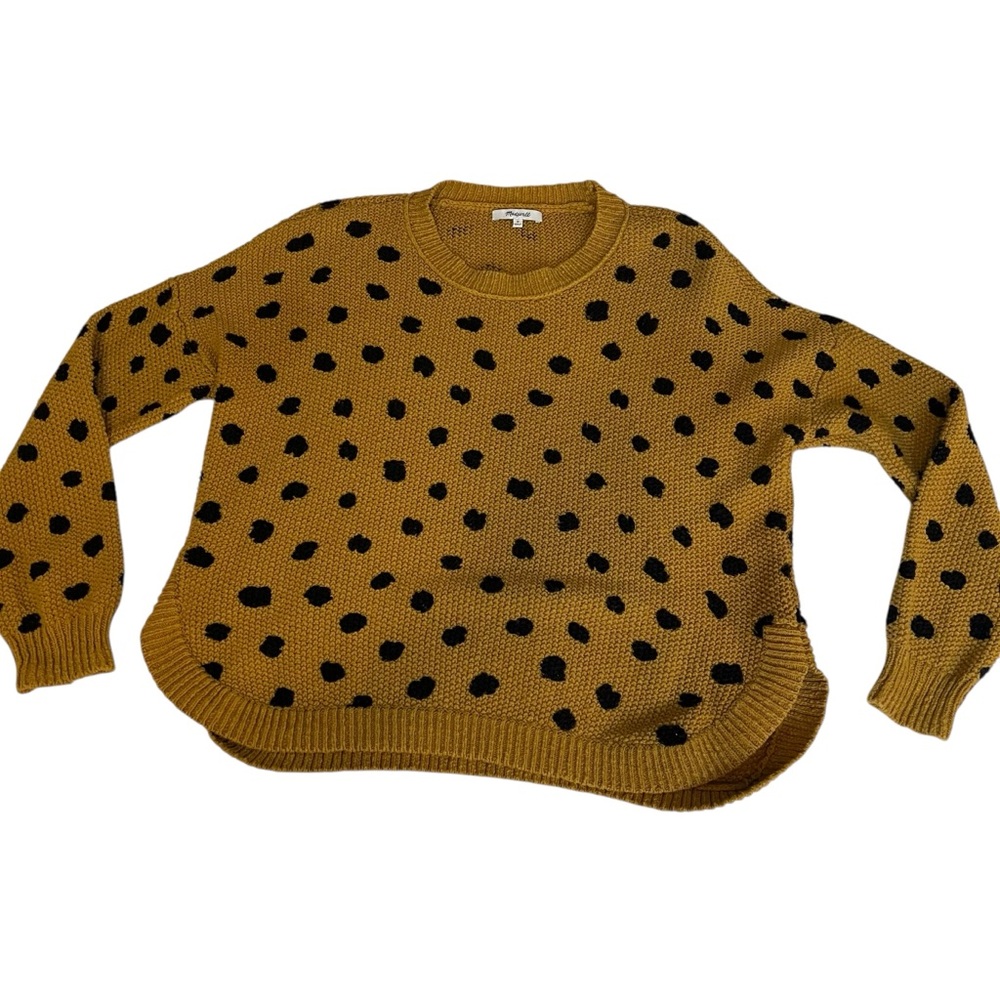 Madewell Painted Spots Pullover Sweater in Egyptian Gold 100% Cotton